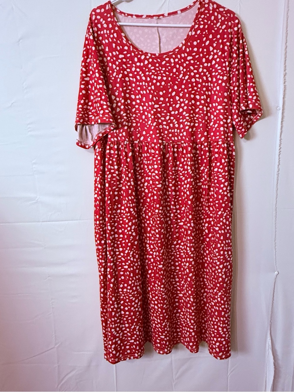 Red Dot Print Short Sleeve Mini Dress